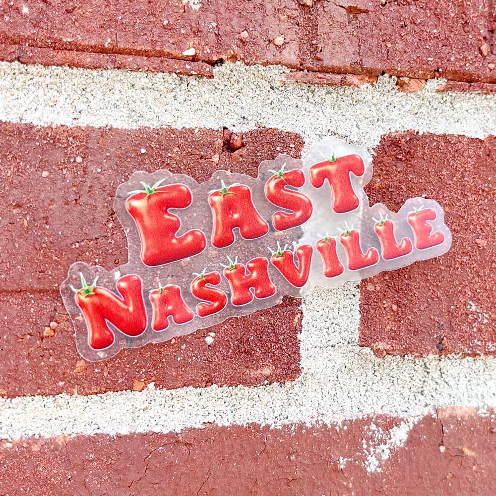 East Nashville Tomato Text Sticker - Freshie & Zero Studio Shop