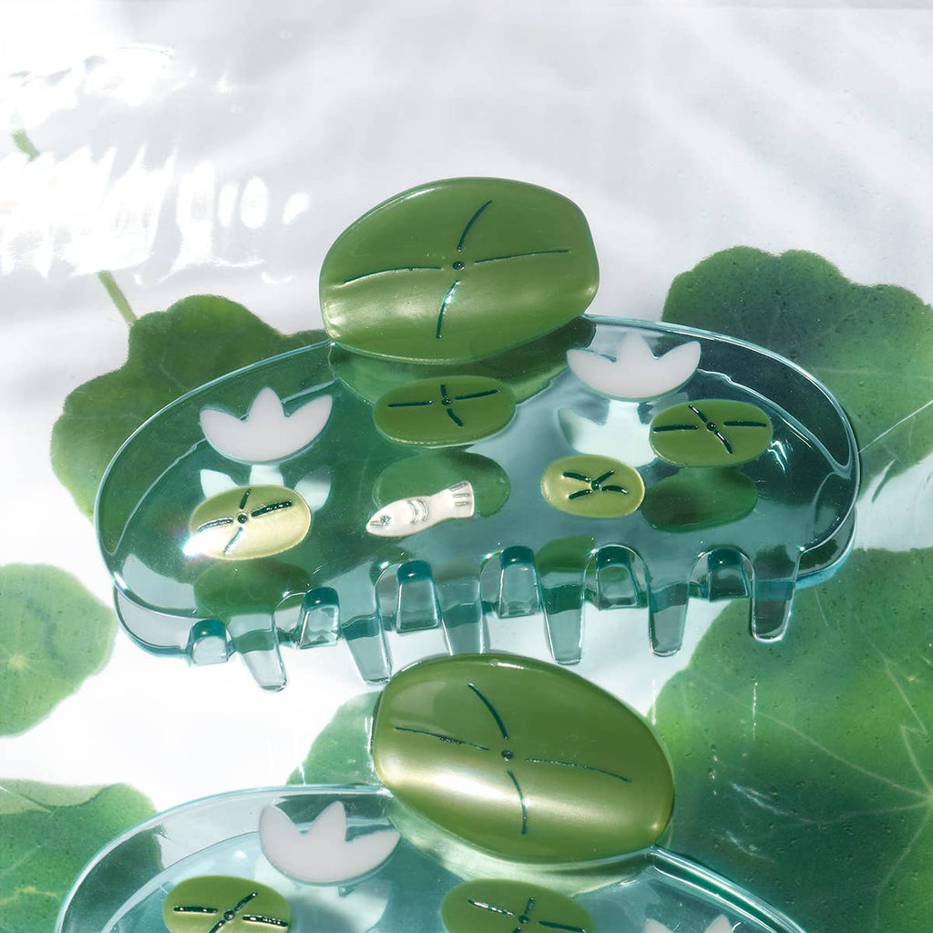 Nimue Pond with Lotus Flowers and Fish Acetate Hair Claw - Freshie & Zero Studio Shop
