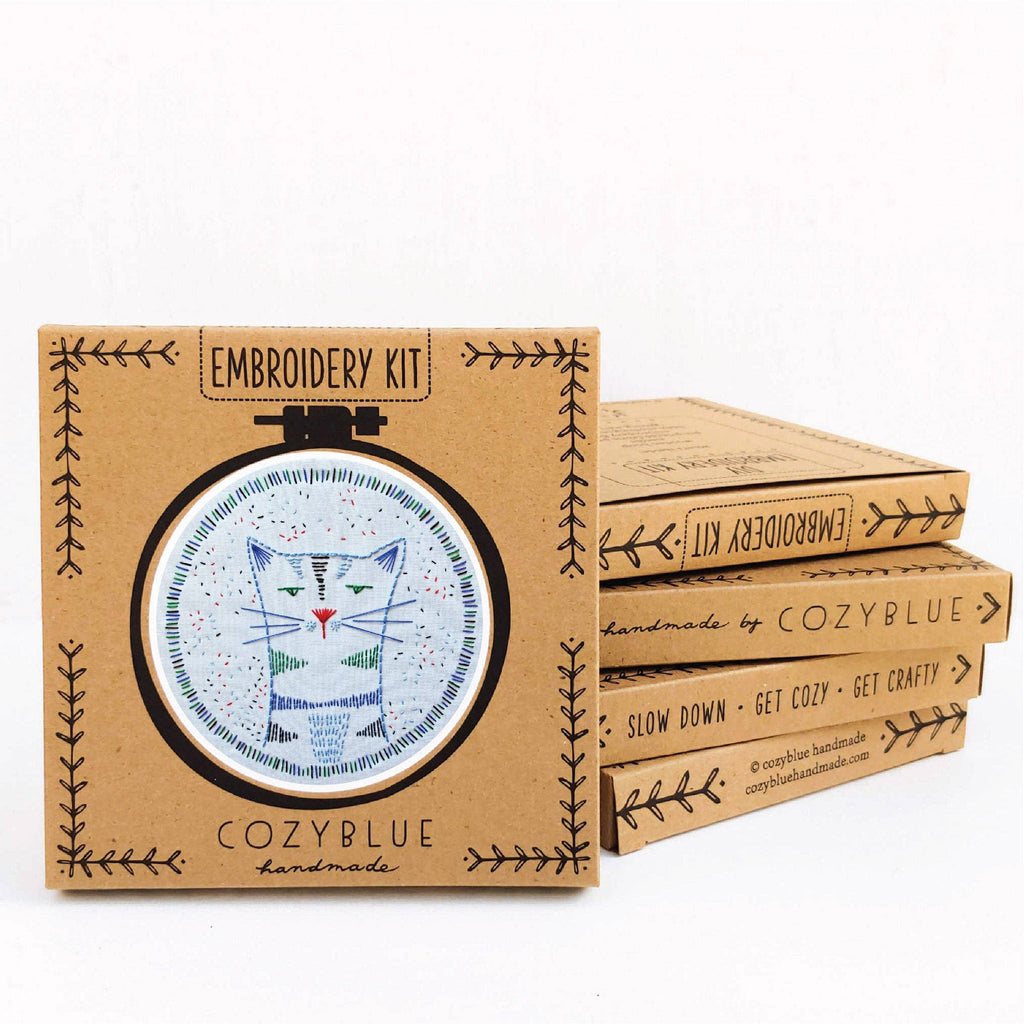 Nigel the Cat Embroidery Kit by Cozyblue - Freshie & Zero Studio Shop