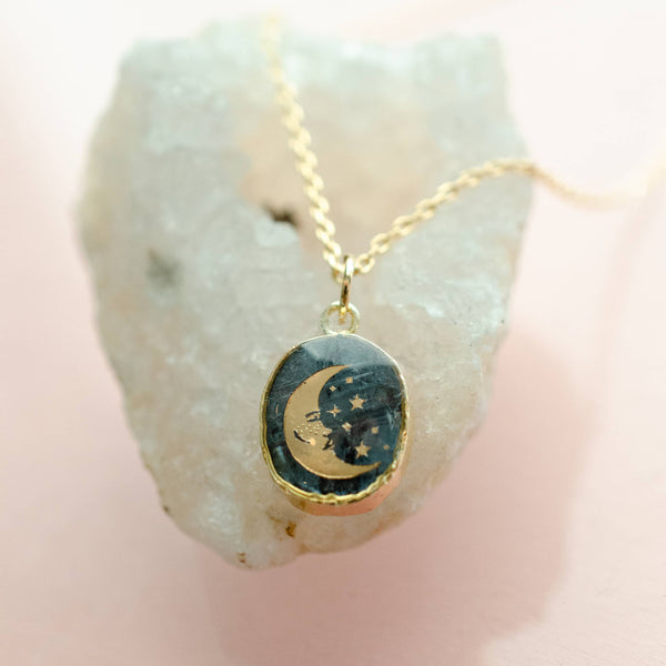 Kyanite Moon Necklace: 18 inches - Freshie & Zero Studio Shop