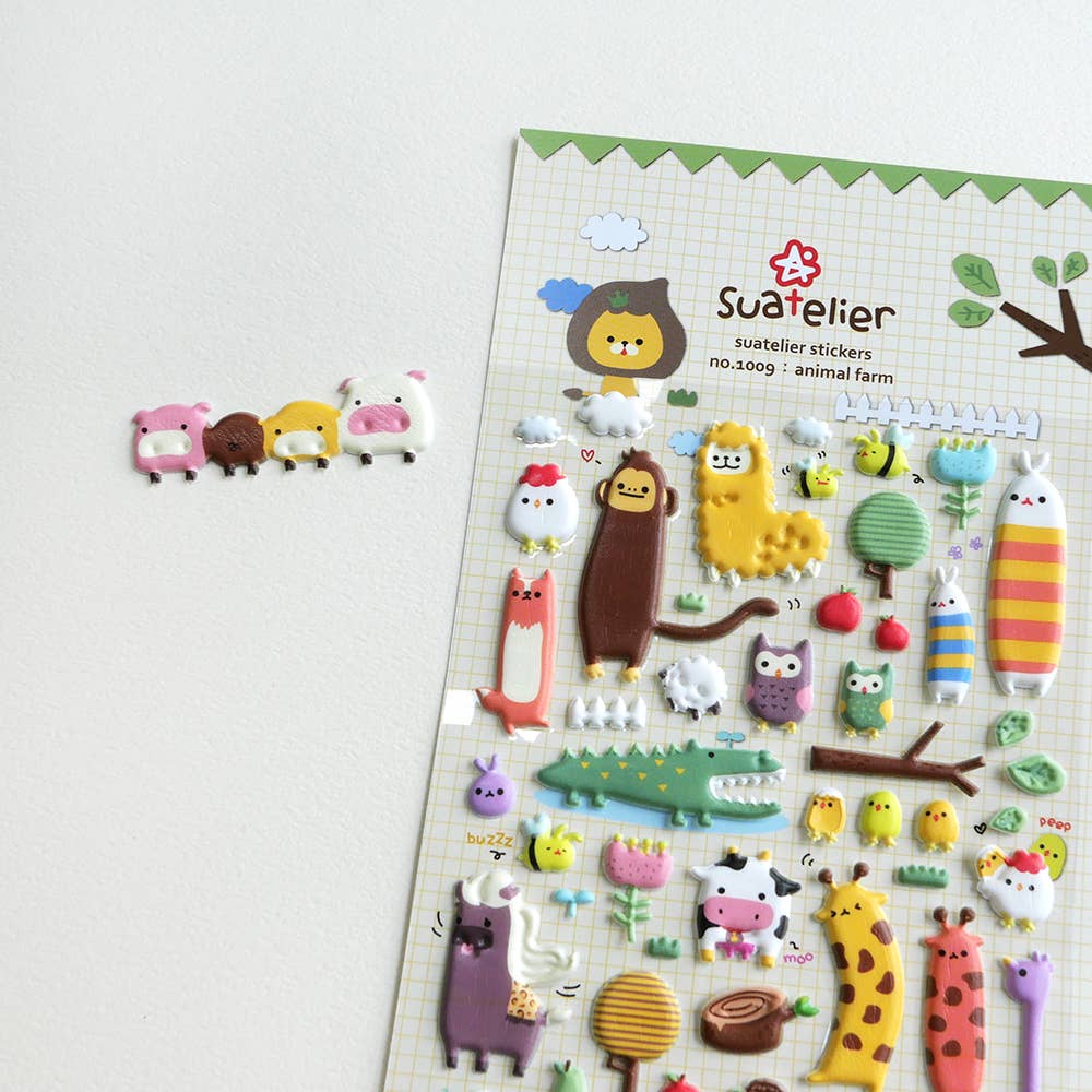 Animal Farm Puffy Stickers - Freshie & Zero Studio Shop