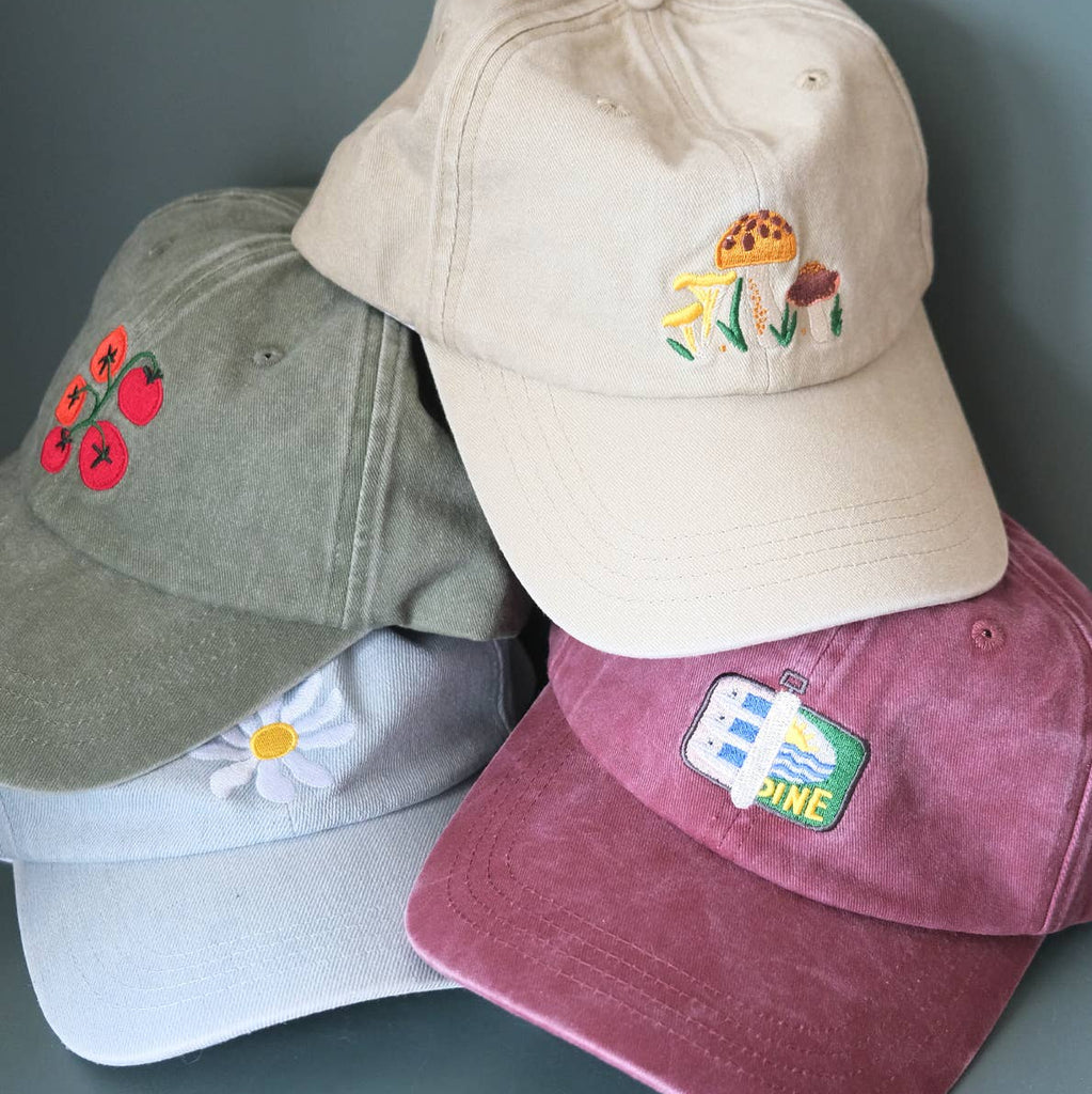 Washed Green Tomato Vine Embroidered Baseball Cap - Freshie & Zero Studio Shop