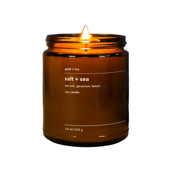 Salt + Sea Soy Candle by Gold + Ivy - 7.5 oz. - Freshie & Zero Studio Shop