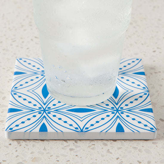 Tangier Blue Tiles Absorbent Coaster Set of 4 - Freshie & Zero Studio Shop