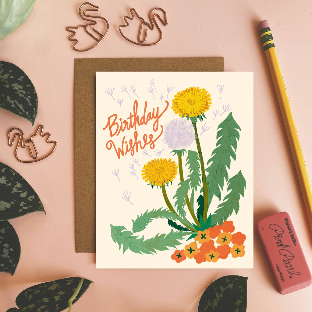 Dandelion Birthday Wishes Greeting Card - Freshie & Zero Studio Shop
