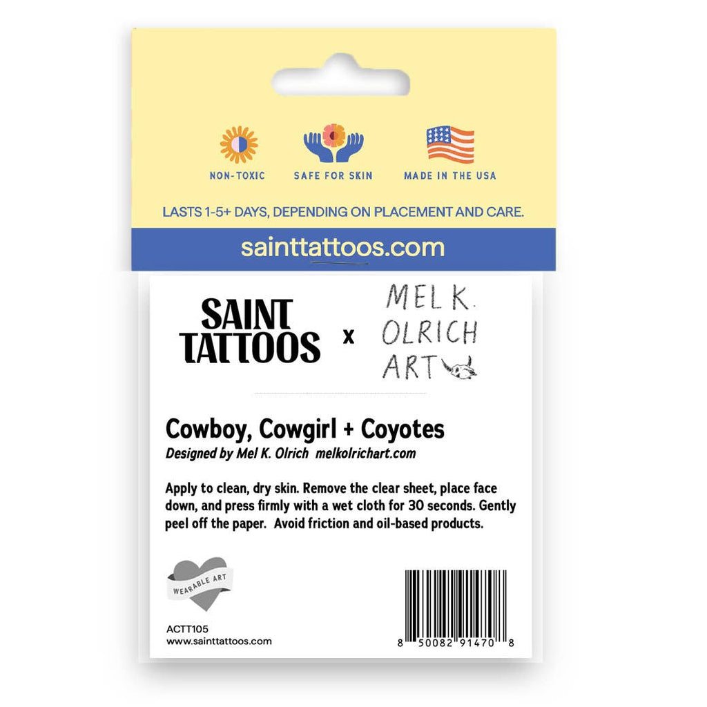 Cowboy, Cowgirl + Coyotes Temporary Tattoos by Saint Tattoos - Freshie & Zero Studio Shop