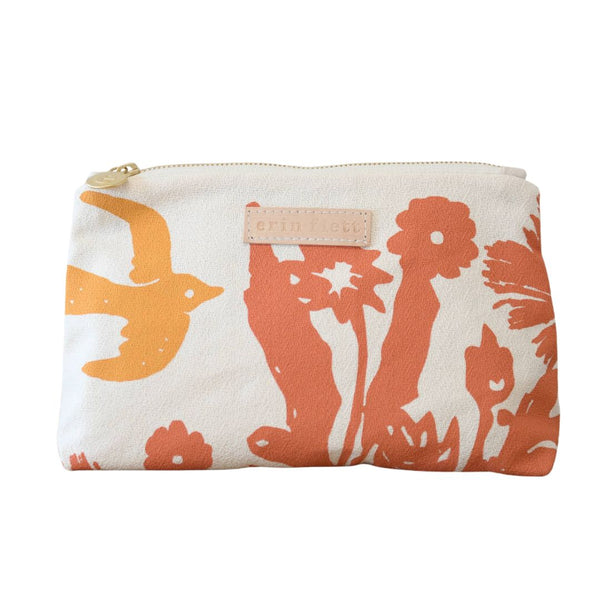 Tangerine + Coral Birds Toiletry Bag | Erin Flett - Freshie & Zero Studio Shop