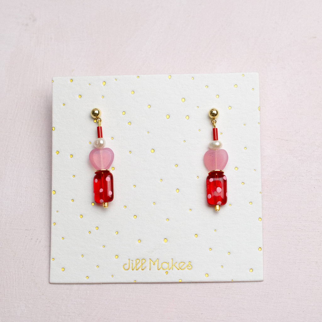 Valentina Polka Dot Heart Earrings - Freshie & Zero Studio Shop