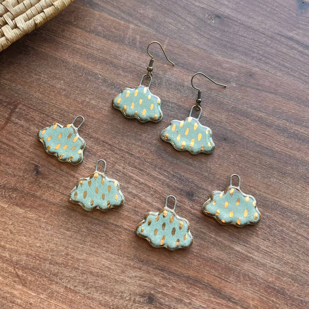 Storm Cloud Large Ceramic Charm Earrings - Freshie & Zero Studio Shop