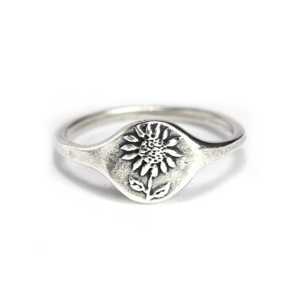 Sunflower Signet Ring Sterling Silver - Marmalade Jewelry - Freshie & Zero Studio Shop