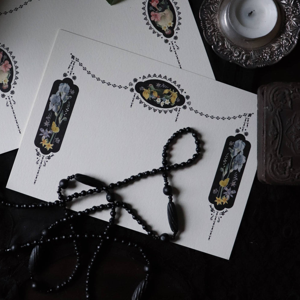 Black Bouquet Notecard Set - Freshie & Zero Studio Shop