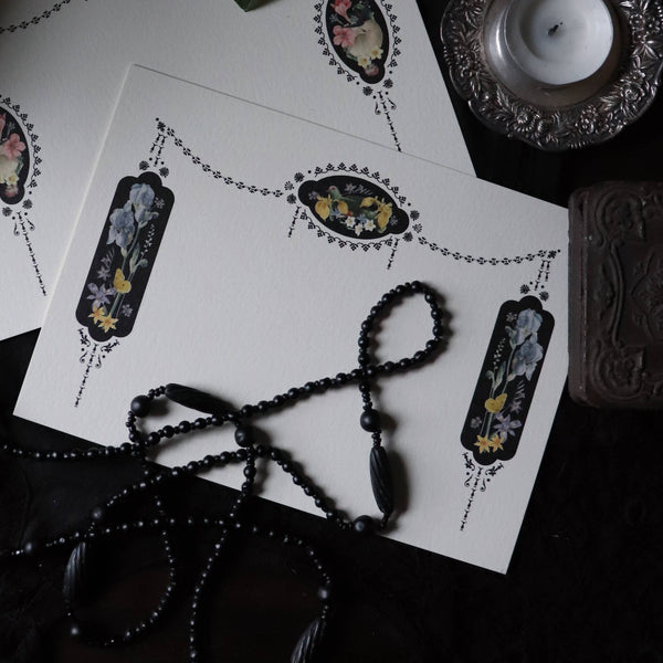 Black Bouquet Notecard Set - Freshie & Zero Studio Shop