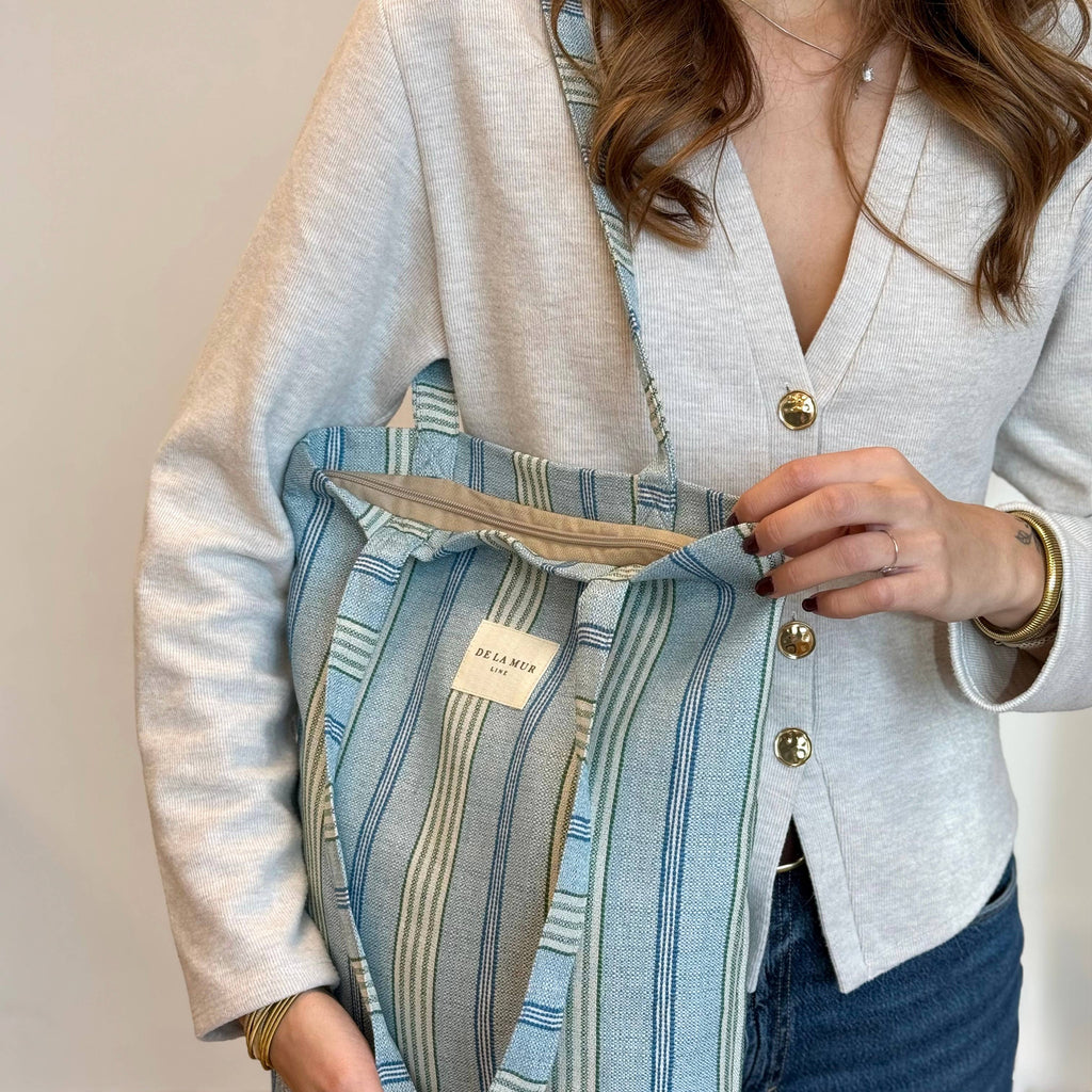 Classic Tote Bag: Beachy Blue Stripe - Freshie & Zero Studio Shop