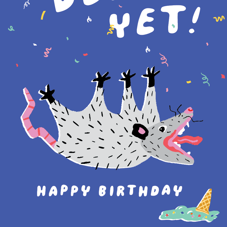 Not Dead Yet Possum Birthday Card - Freshie & Zero Studio Shop