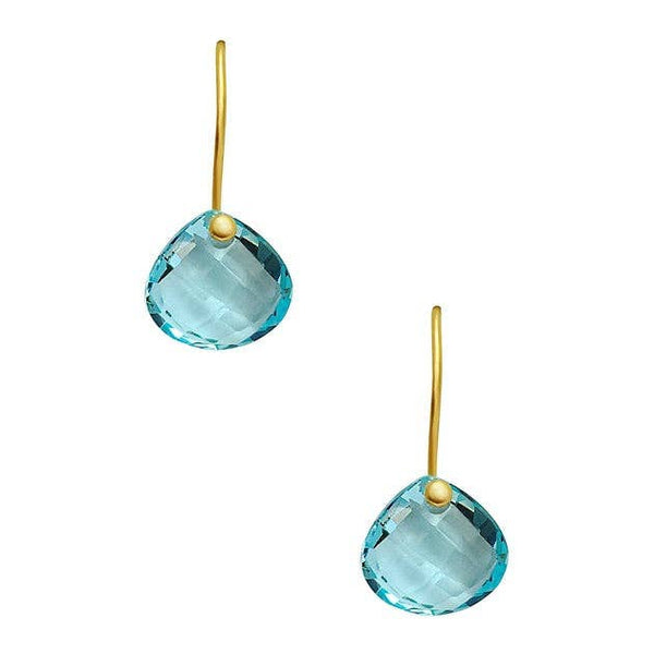 Elegant Gemstone Drop Gold Earrings: Blue topaz - Freshie & Zero Studio Shop