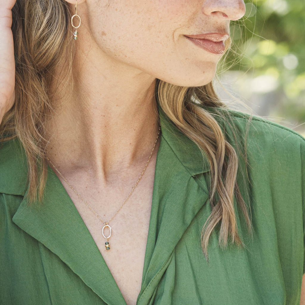 tidal green little gemstone necklace - Freshie & Zero Studio Shop