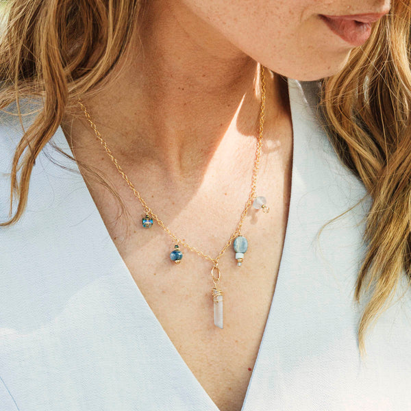 blue seascape gemstone charm necklace - Freshie & Zero Studio Shop