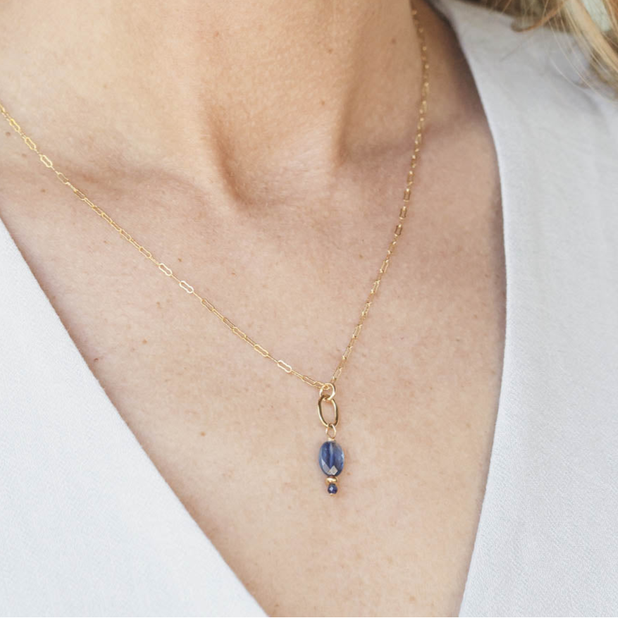 blue sea kyanite little gemstone necklace - Freshie & Zero Studio Shop