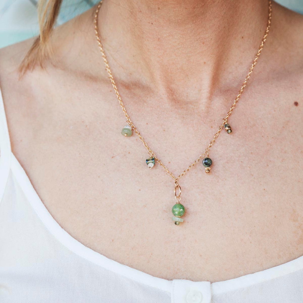 green seascape gemstone charm necklace - Freshie & Zero Studio Shop