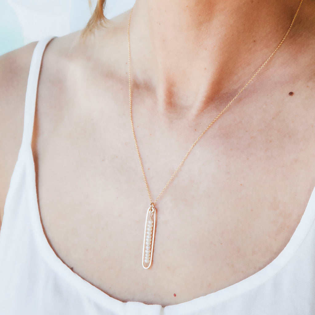 lyric necklace with white pearls - Freshie & Zero Studio Shop
