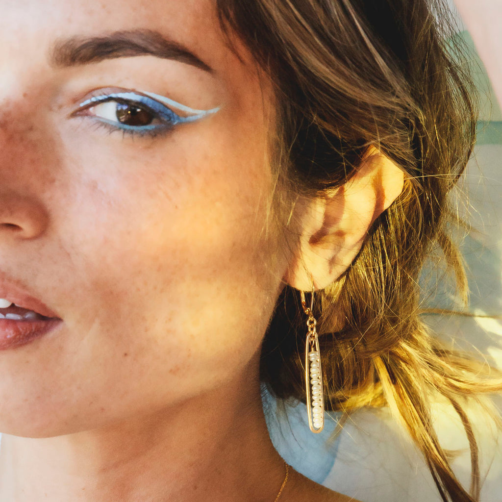 lyric earrings with white pearls - Freshie & Zero Studio Shop