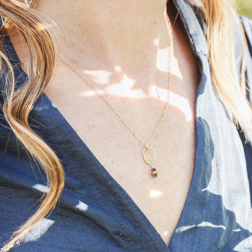 tidal blue little gemstone necklace - Freshie & Zero Studio Shop