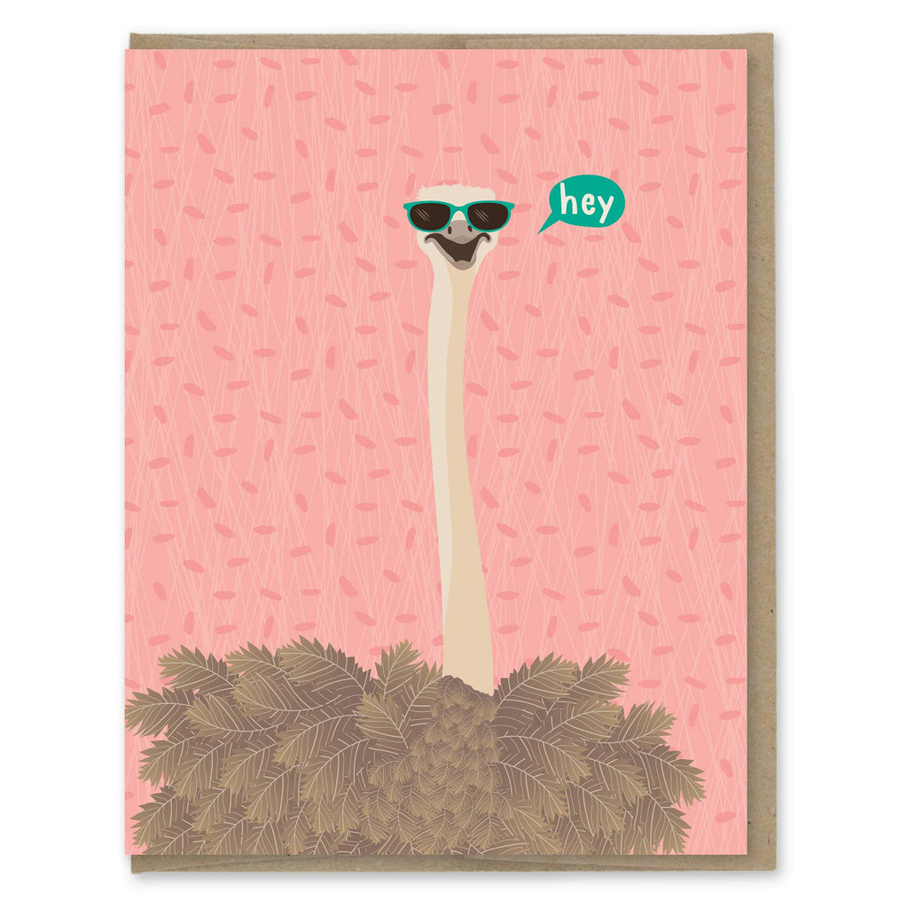 Hey Ostrich Blank Greeting Card - Freshie & Zero Studio Shop