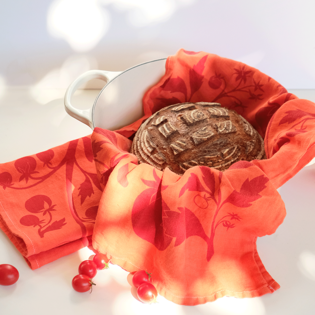 Tomato Tea Towel - Bestselling Bright Absorbent Linen - Freshie & Zero Studio Shop