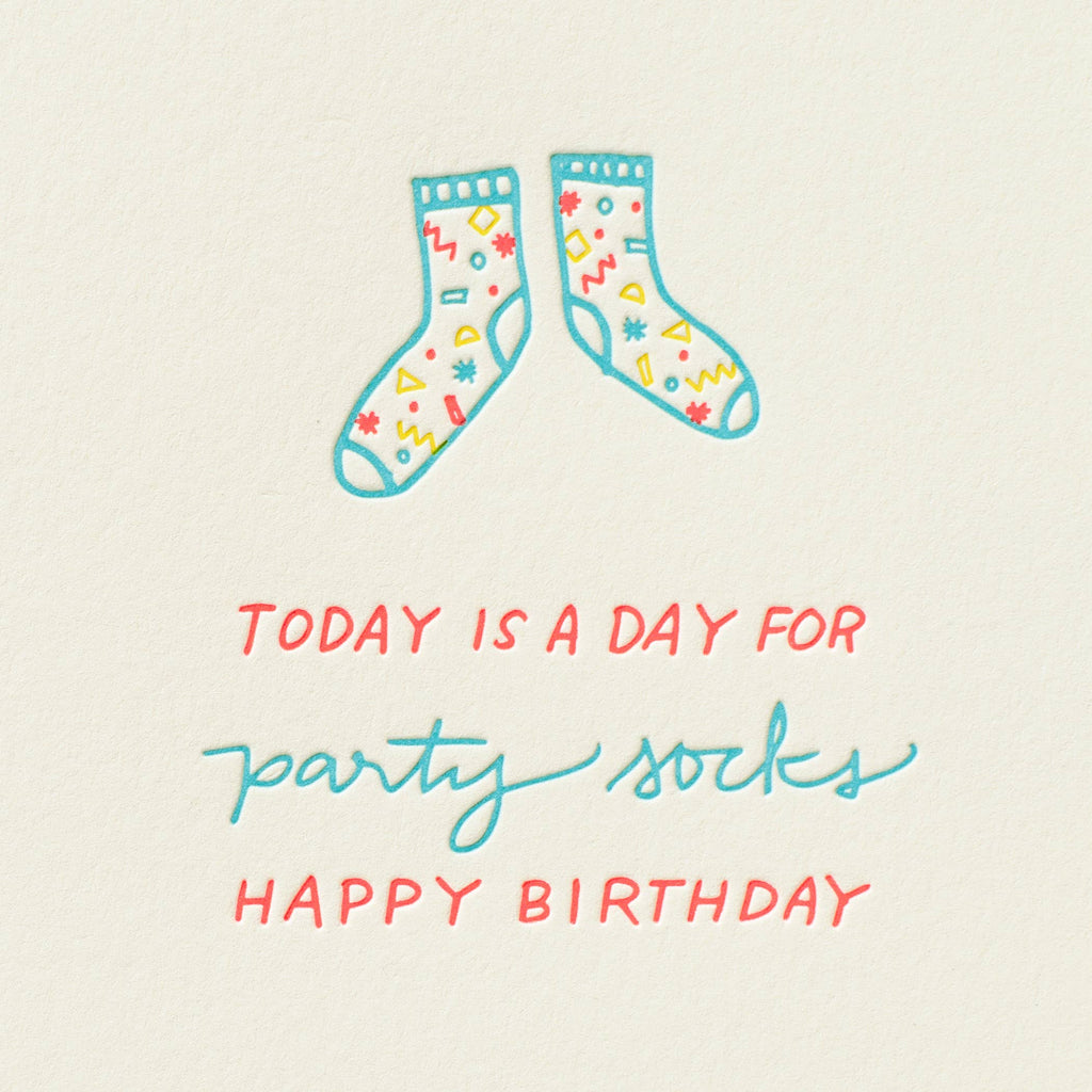 Party Socks Letterpress Birthday Card - Freshie & Zero Studio Shop