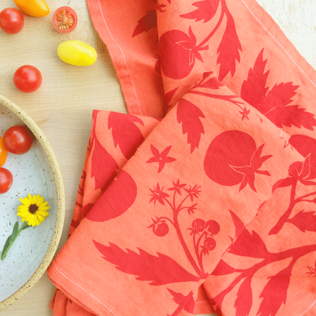 Tomato Tea Towel - Bestselling Bright Absorbent Linen - Freshie & Zero Studio Shop