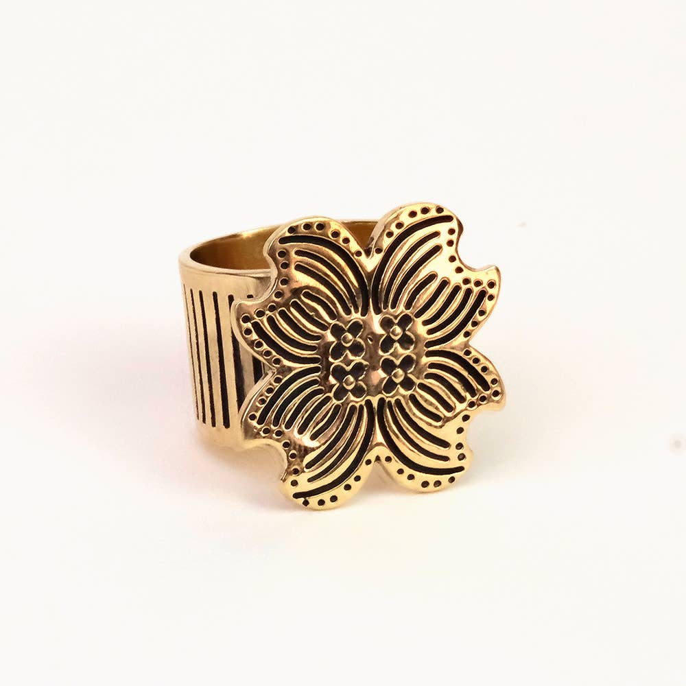 Amy Flower Brass Bandana Slide Ring by Handker - Freshie & Zero Studio Shop