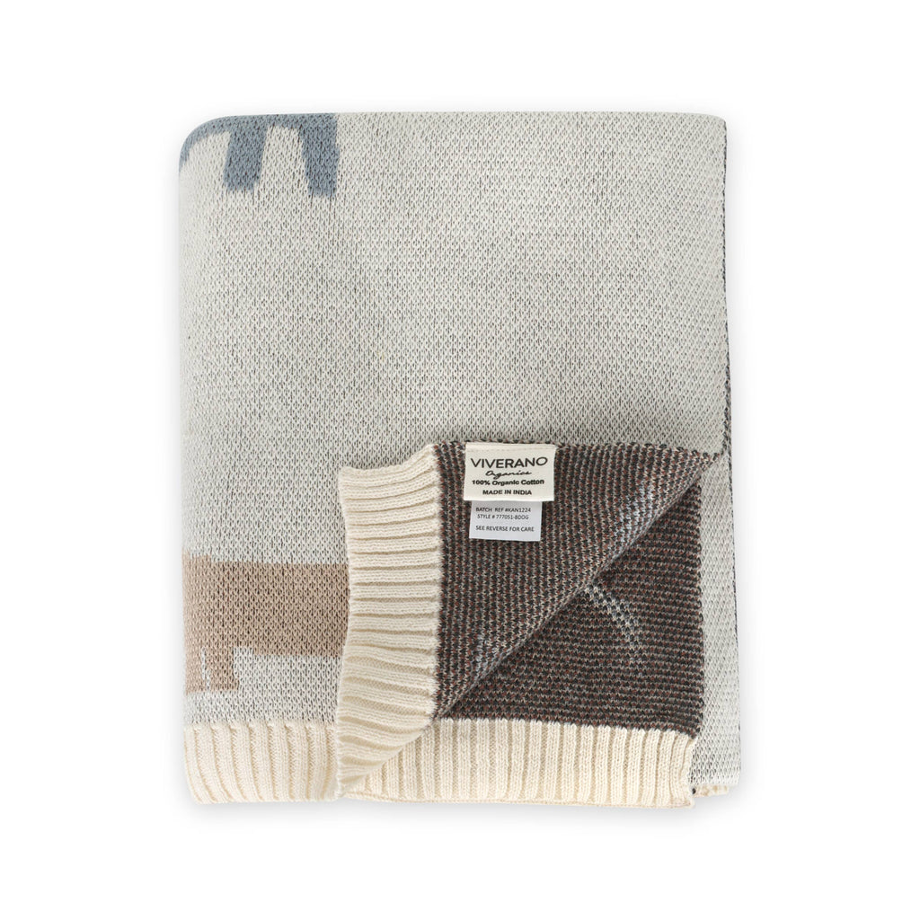 Organic Cotton Knit Baby Blanket - Puppy Pals - Freshie & Zero Studio Shop