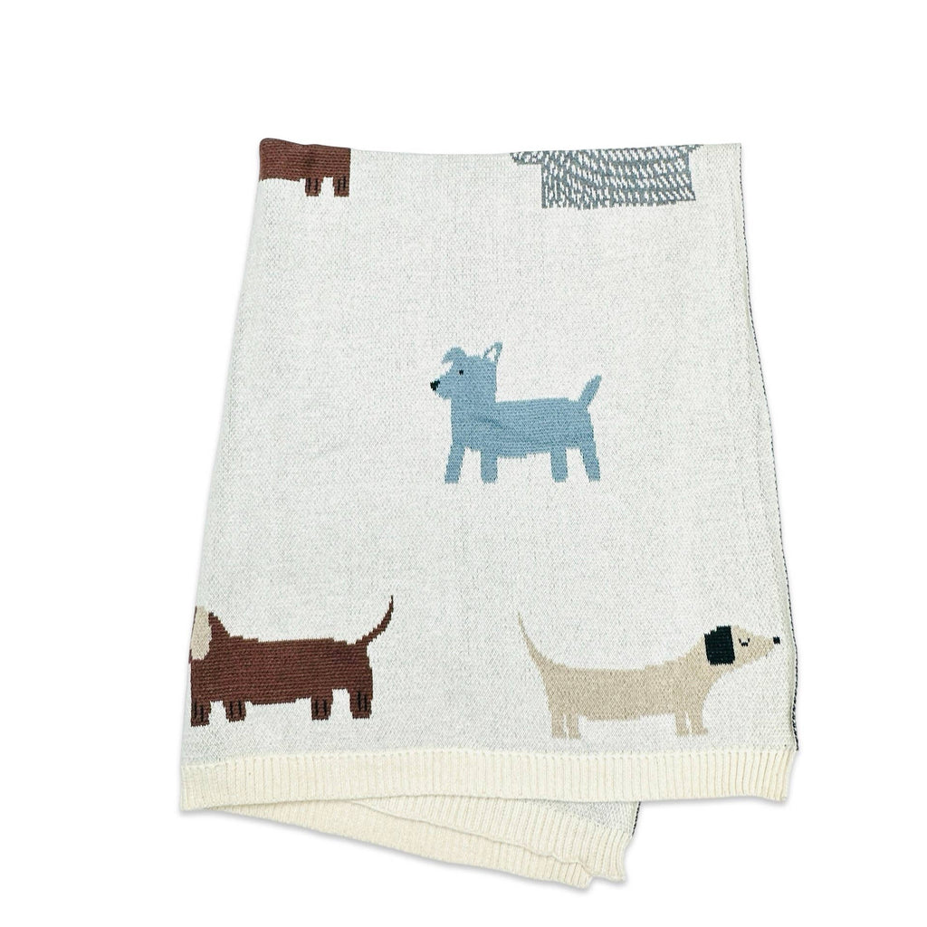Organic Cotton Knit Baby Blanket - Puppy Pals - Freshie & Zero Studio Shop