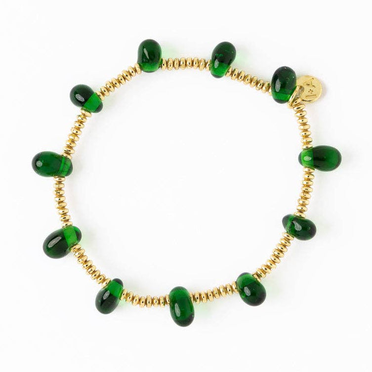 Hope Emerald Teardrop Bead Stretch Bracelet - Freshie & Zero Studio Shop
