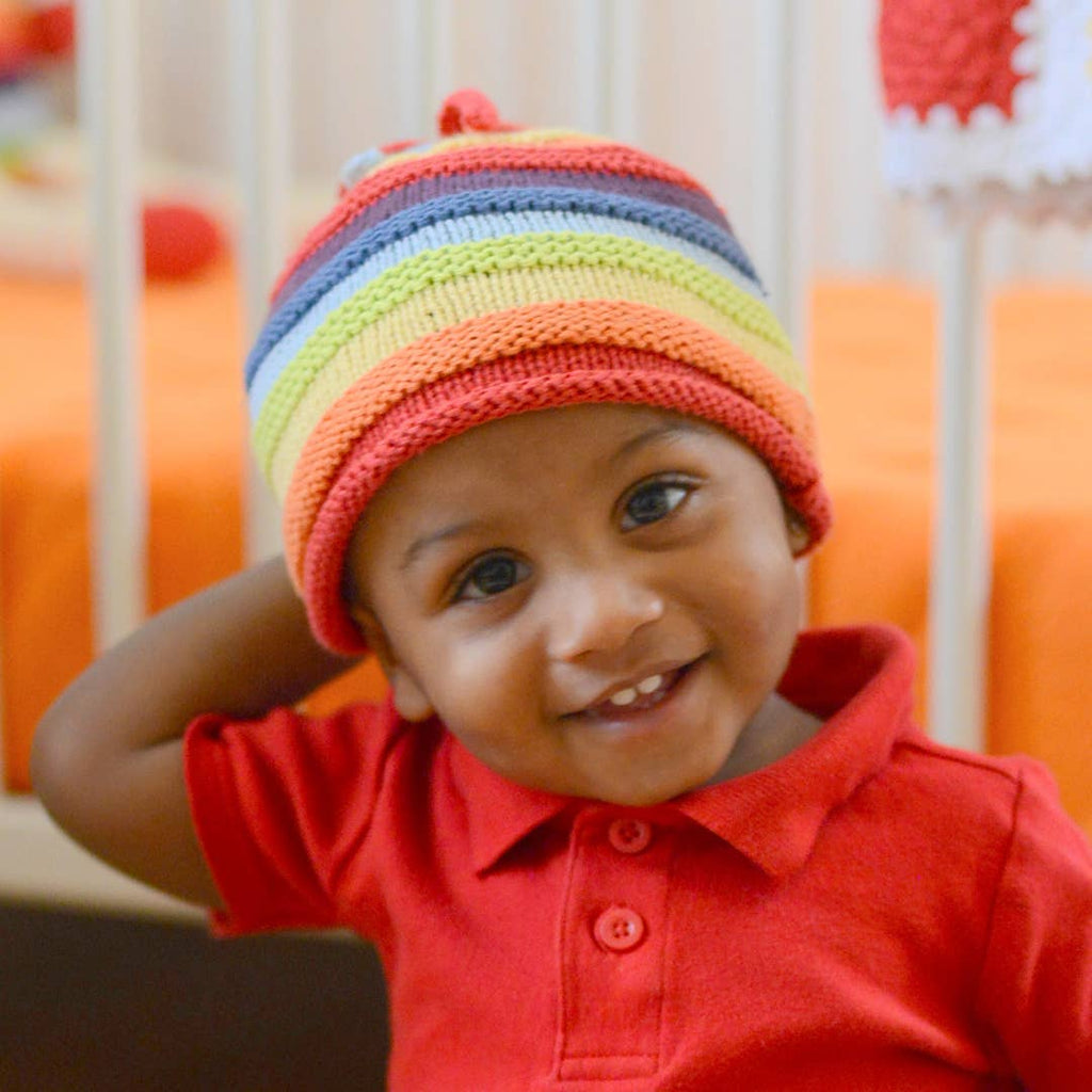 Handmade Rainbow Stripe Baby Beanie Hats - Freshie & Zero Studio Shop
