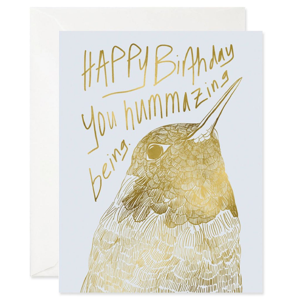 Hummingbird Gold Foil Birthday Card - Freshie & Zero Studio Shop
