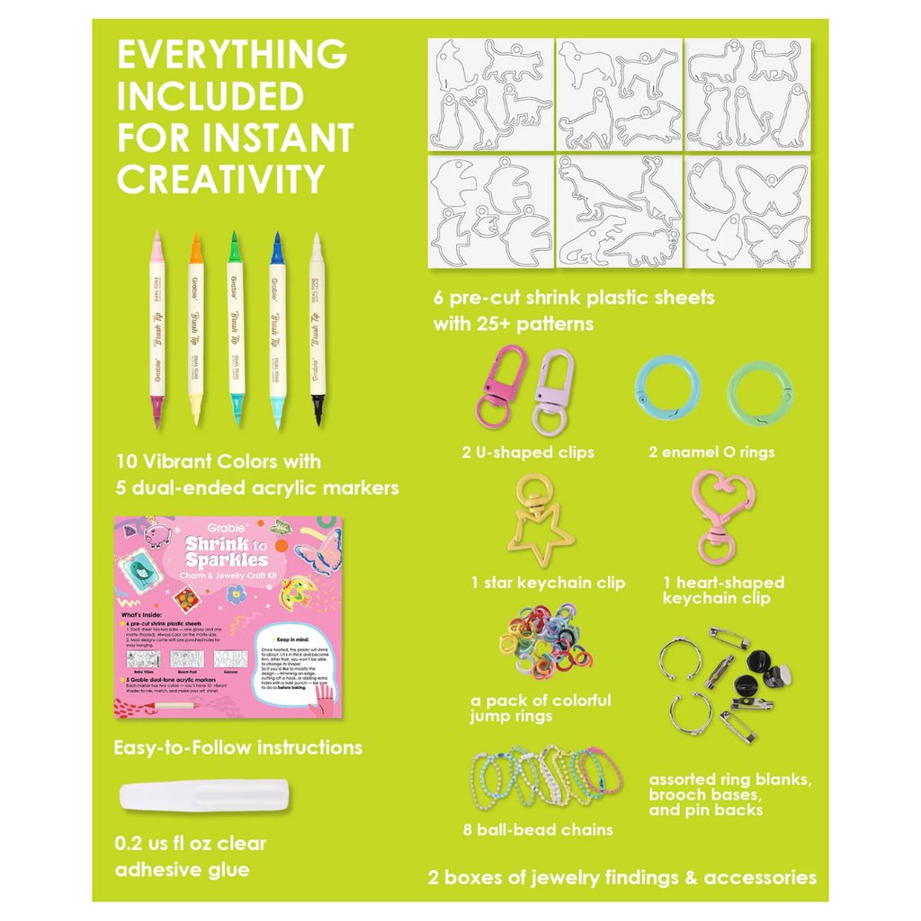 Shrink to Sparkles Charm & Jewelry Craft Kit: Geozoo - Freshie & Zero Studio Shop