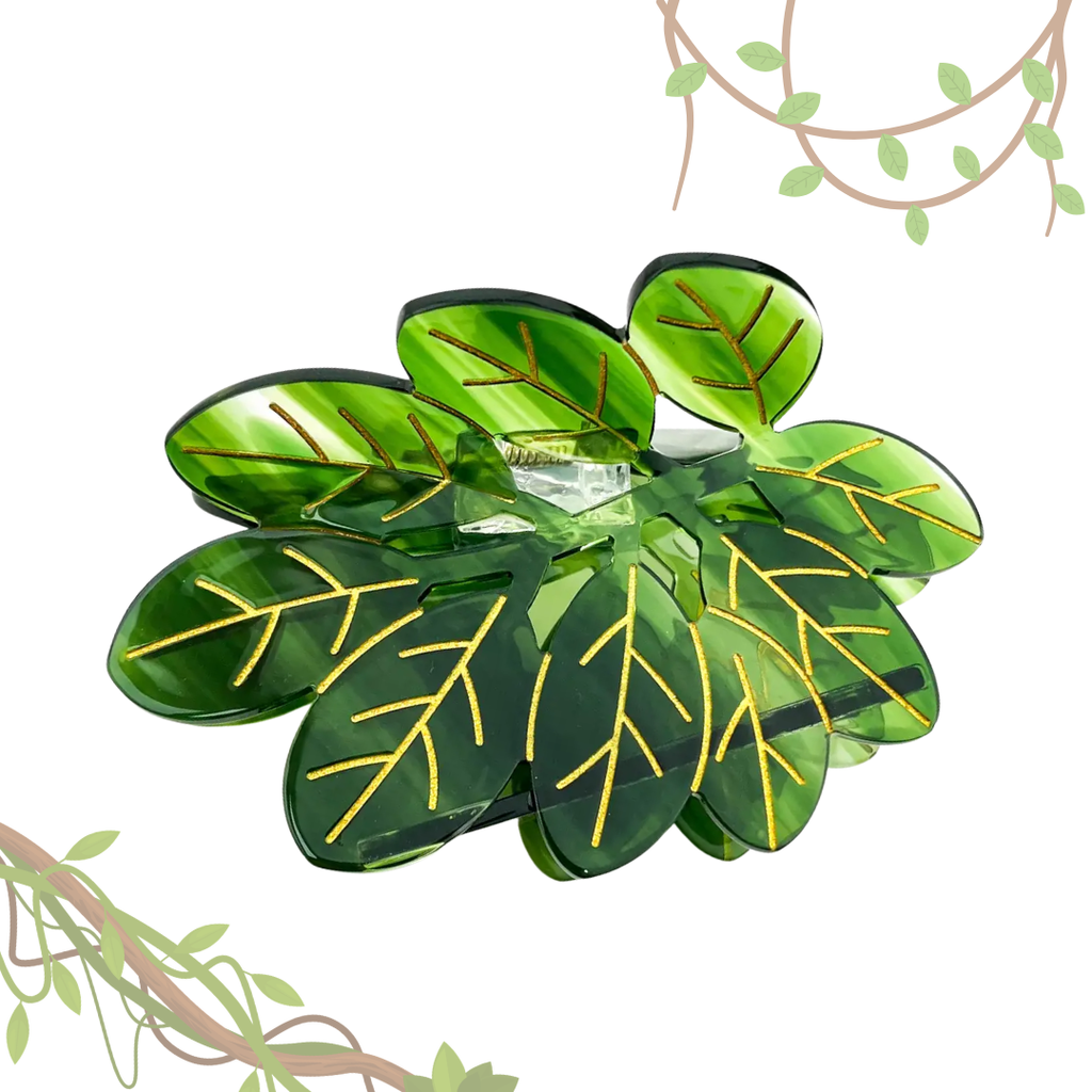 Acetate Leaf Hair Claw Clip, Monstera Leaf Hair Clip: Green A - Freshie & Zero Studio Shop