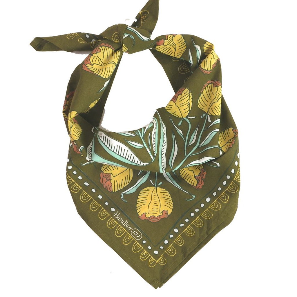Handker Bandana: Adele Olive Green No. 137 - Freshie & Zero Studio Shop