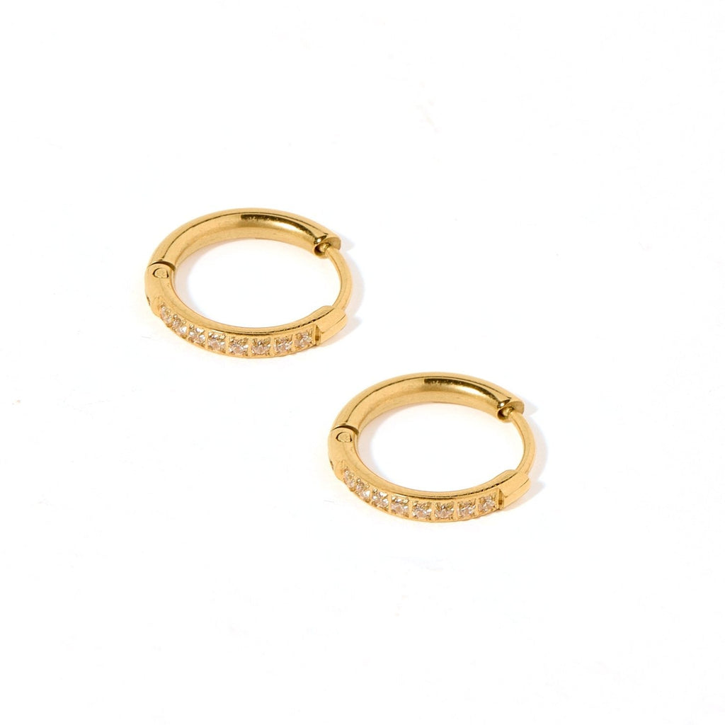 Gold Crystal Huggie Hoops Waterproof Earrings - Freshie & Zero Studio Shop