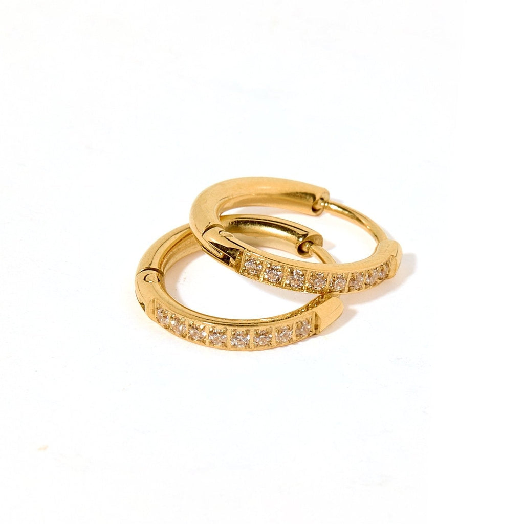 Gold Crystal Huggie Hoops Waterproof Earrings - Freshie & Zero Studio Shop