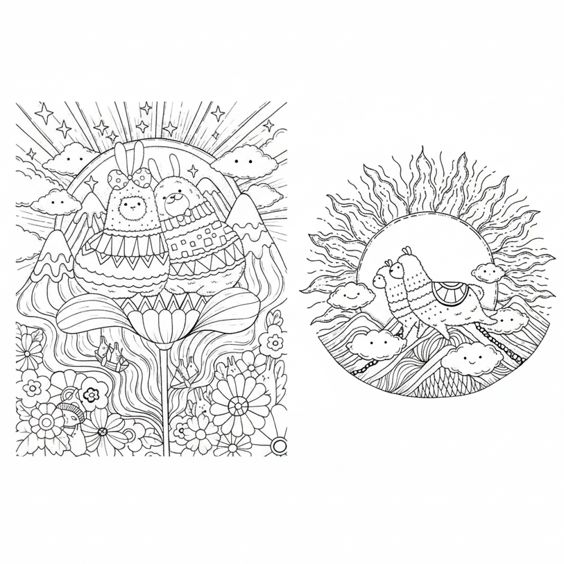 A Million Llamas Coloring Book - Freshie & Zero Studio Shop