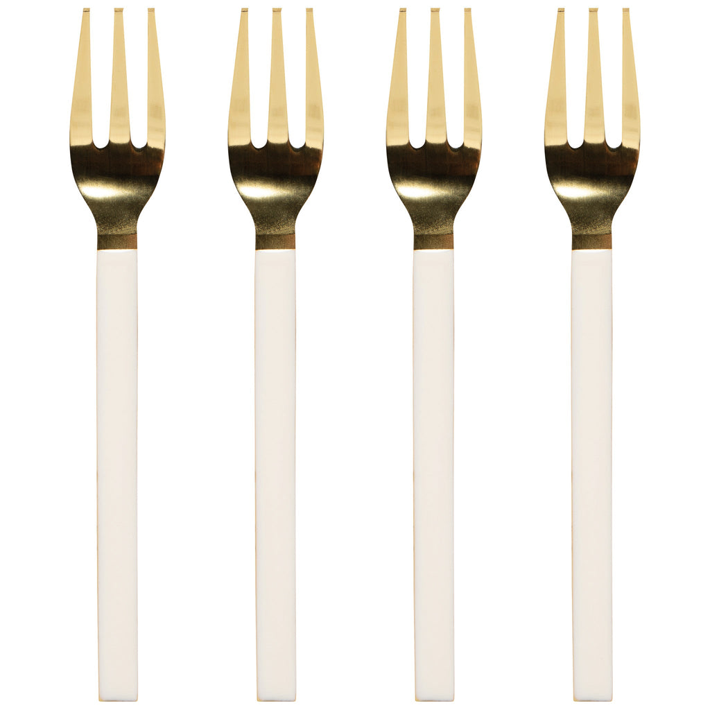 White and Gold Dessert Fork Set By Danica Heirloom - Freshie & Zero Studio Shop