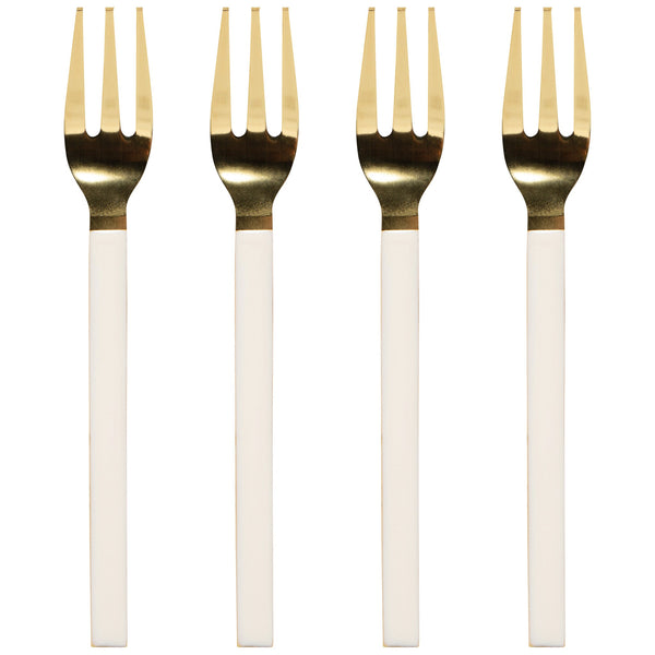 White and Gold Dessert Fork Set By Danica Heirloom - Freshie & Zero Studio Shop