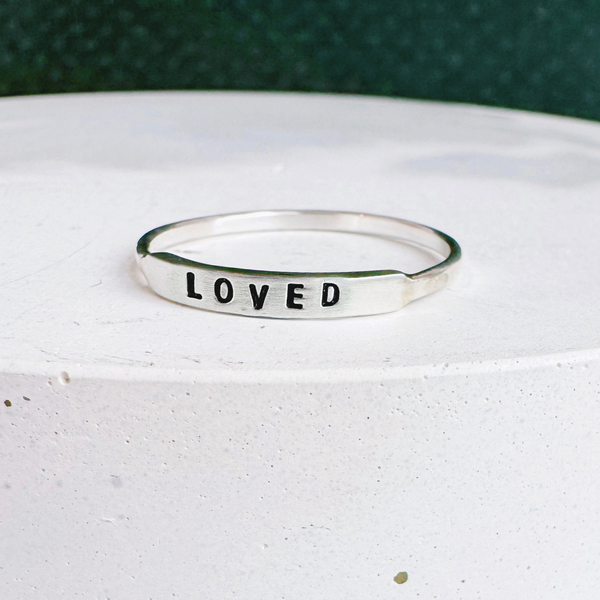 Loved: Stamped Silver Ring by Christina Kober - Freshie & Zero Studio Shop