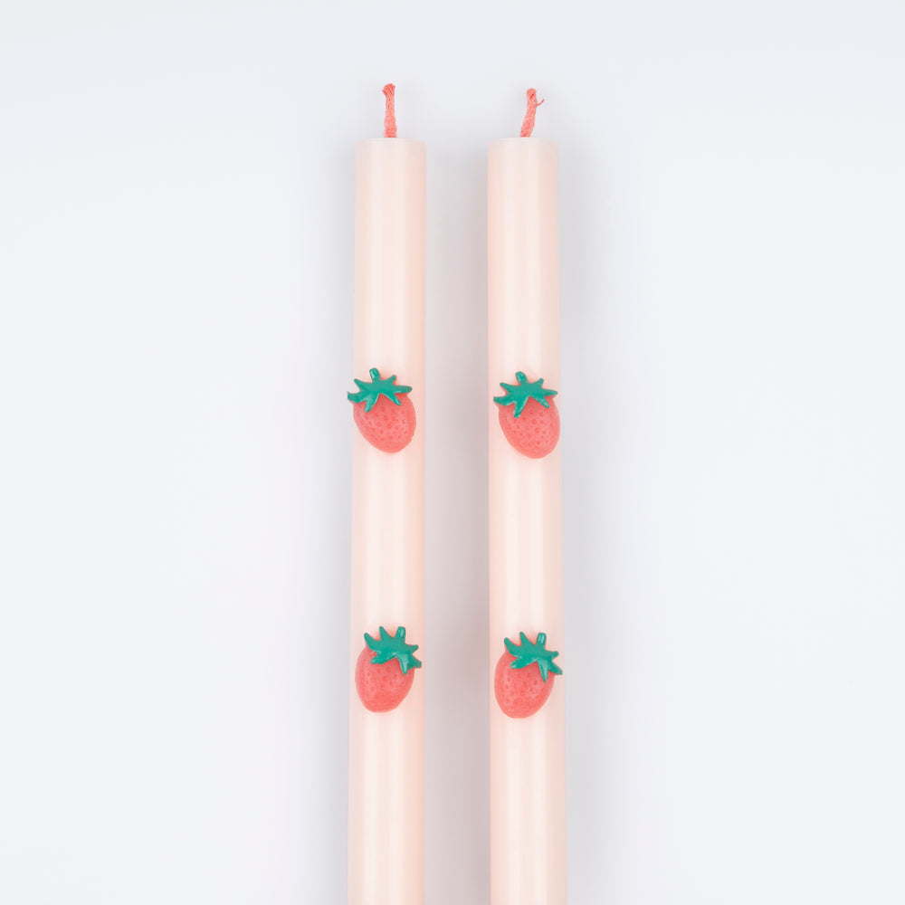 Strawberry Taper Candles - Freshie & Zero Studio Shop