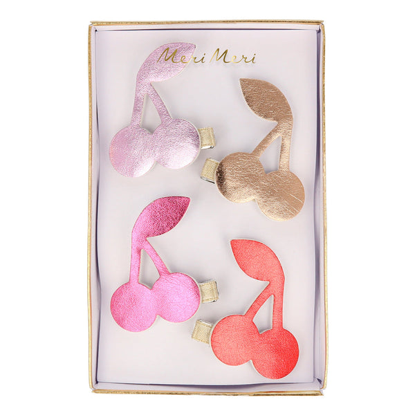 Shiny Leather Cherry Hair Clips - Freshie & Zero Studio Shop