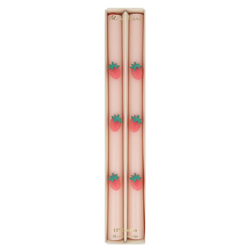 Strawberry Taper Candles - Freshie & Zero Studio Shop