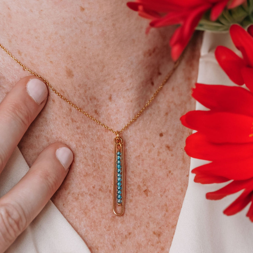 Lyric Necklace with Blue Topaz - Freshie & Zero Studio Shop