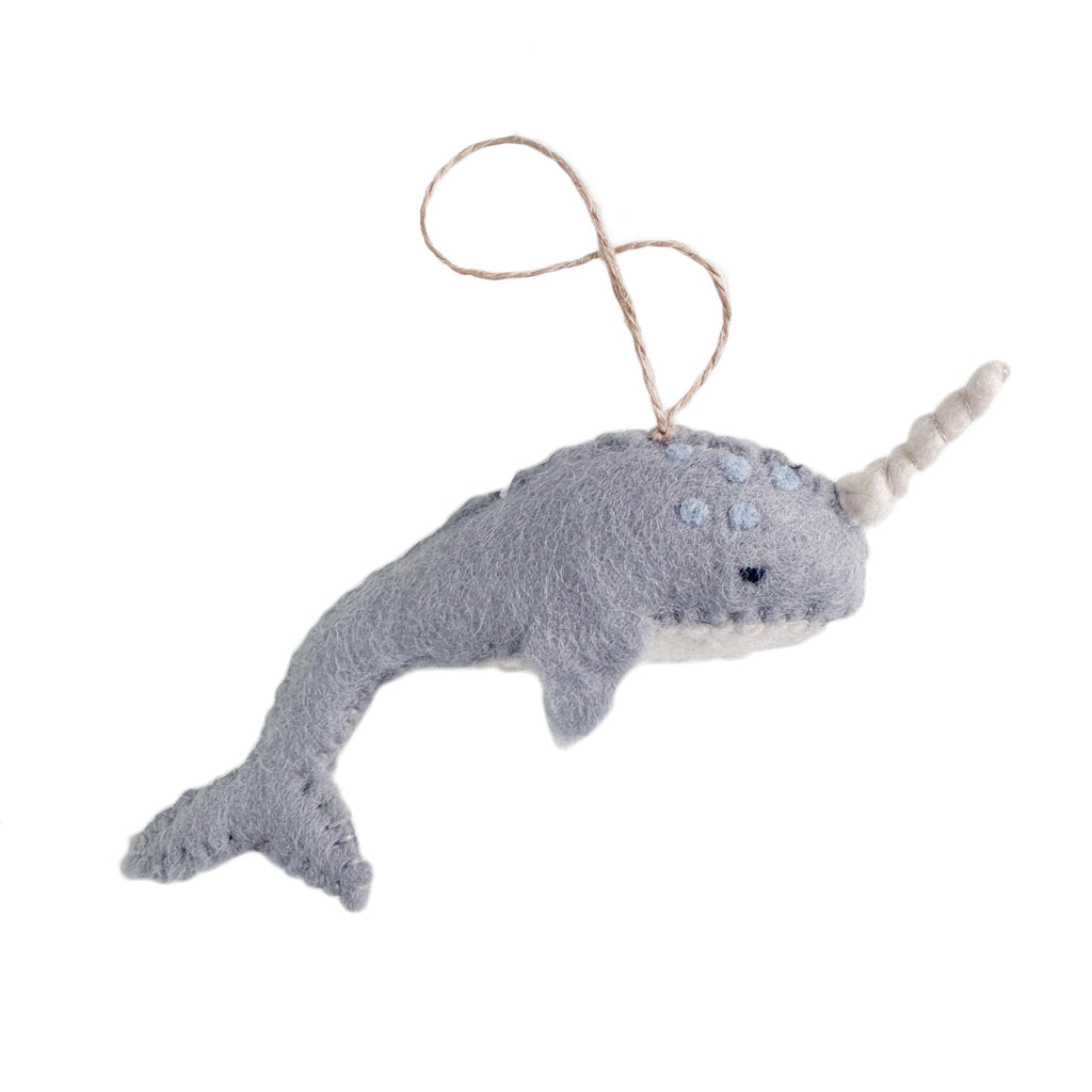 Felt Blue Narwhal Ornament - Freshie & Zero Studio Shop